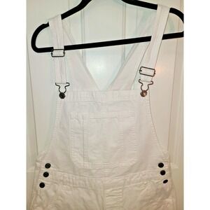 Cotton On Overalls Womens 8 White Utility Canvas Short Overall Pockets MSP $60